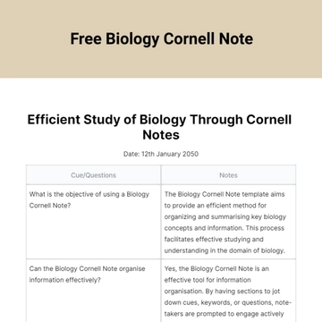 Free Biology Cornell Note Template to Edit Online