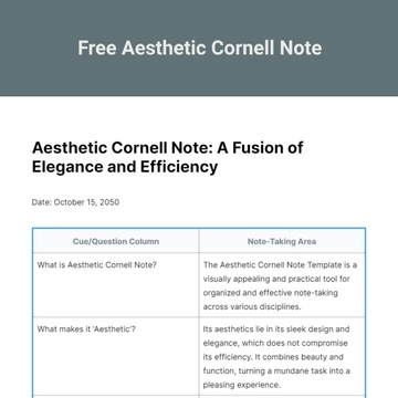 Free Aesthetic Cornell Note Template to Edit Online