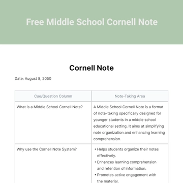 Free Middle School Cornell Note Template to Edit Online