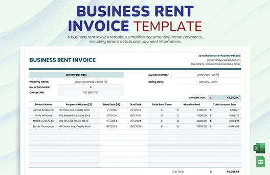 Business Rent Invoice Template