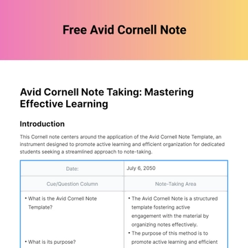 Free Avid Cornell Note Template to Edit Online