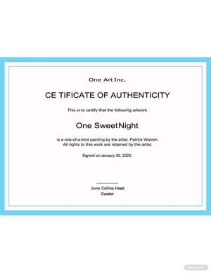 Artwork Authenticity Certificate Template Artwork Authenticity Certificate Template