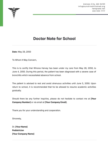 Free Doctor Note For School Template to Edit Online