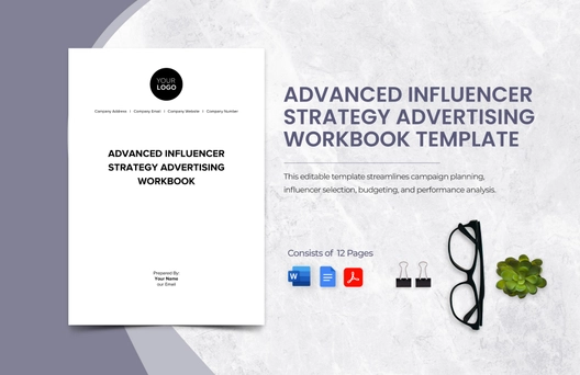 Advanced Influencer Strategy Advertising Workbook Template