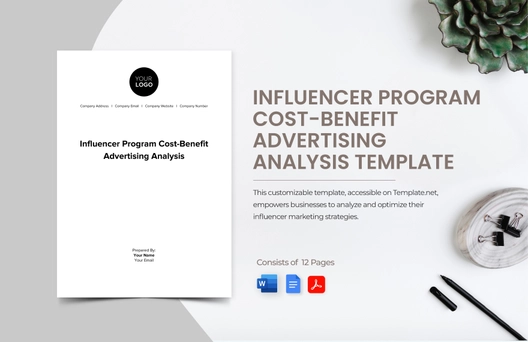 Influencer Program Cost-Benefit Advertising Analysis Template