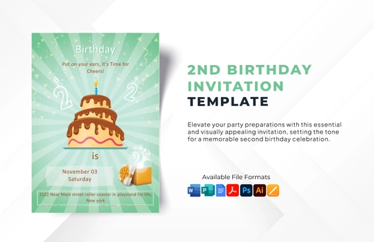 2nd Birthday Invitation Template