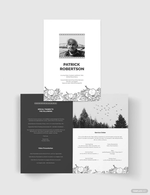 Blank Funeral Memorial Bi-Fold Brochure Template