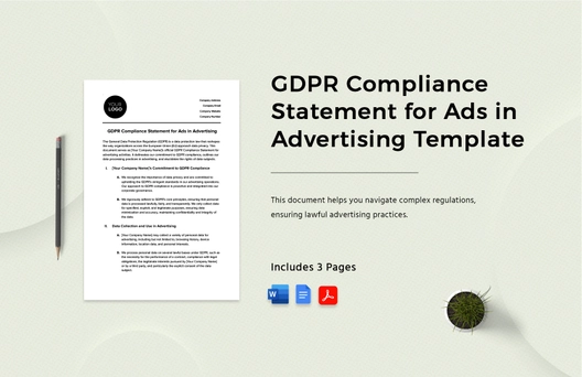 GDPR Compliance Statement for Ads in Advertising Template