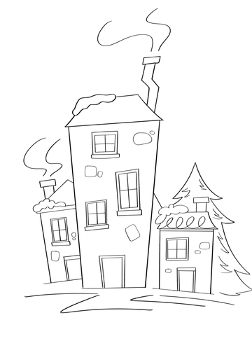 Free Village Christmas Drawing Template to Edit Online