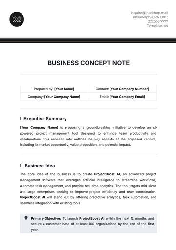 Free Business Concept Note Template to Edit Online