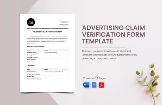 Advertising Claim Verification Form Template