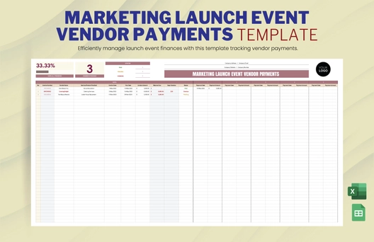 Marketing Launch Event Vendor Payments Template