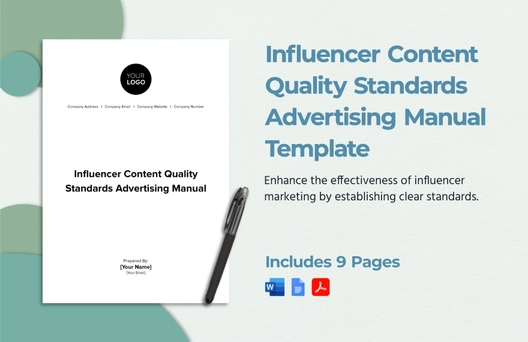 Influencer Content Quality Standards Advertising Manual Template