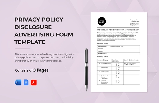Privacy Policy Disclosure Advertising Form Template
