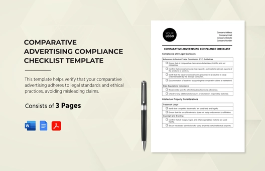 Comparative Advertising Compliance Checklist Template Comparative Advertising Compliance Checklist Template