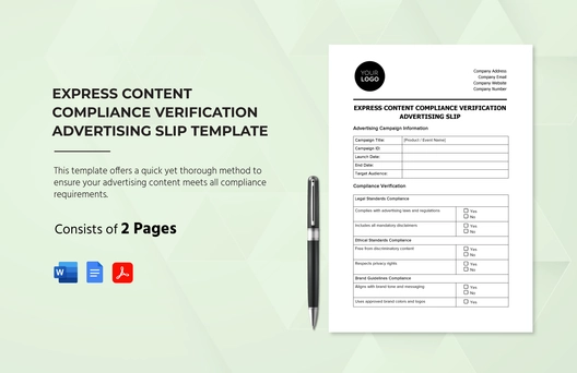 Express Content Compliance Verification Advertising Slip Template
