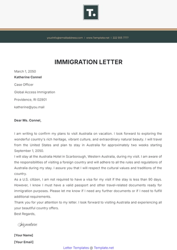 Free Immigration Letter Template to Edit Online