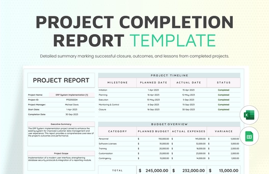 Project Completion Report Template