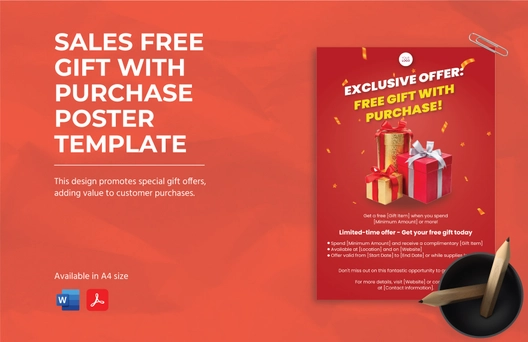 Sales Free Gift with Purchase Poster Template
