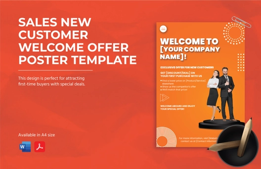 Sales New Customer Welcome Offer Poster Template