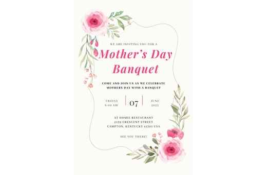 Mothers Day Banquet Invitation Template