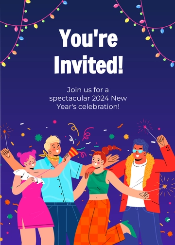Free New Year Celebration Invitation Template to Edit Online