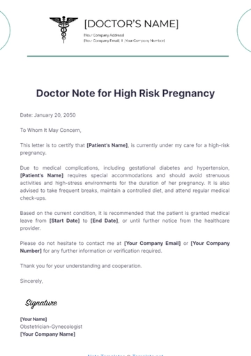 Free Doctor Note For High Risk Pregnancy Template to Edit Online