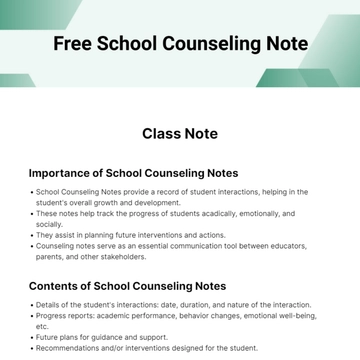 Free School Counseling Note Template to Edit Online