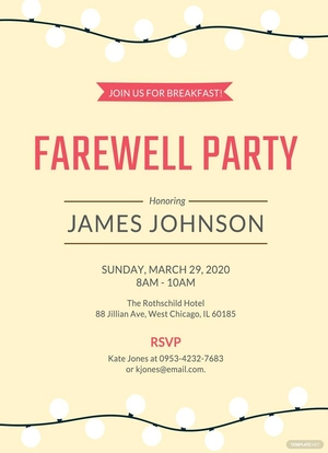 Farewell Breakfast Invitation Template