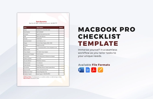 Macbook Pro Checklist Template