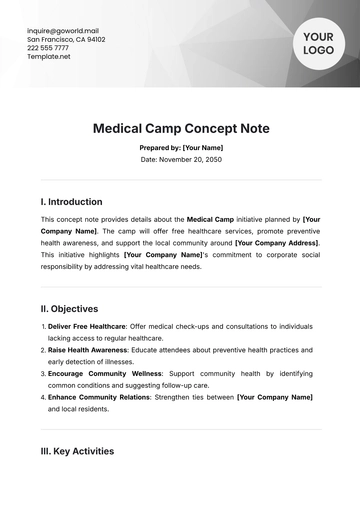 Free Medical Camp Concept Note Template to Edit Online