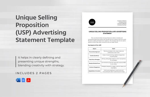 Unique Selling Proposition (USP) Advertising Statement Template