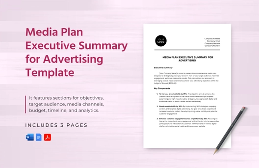 Media Plan Executive Summary for Advertising Template