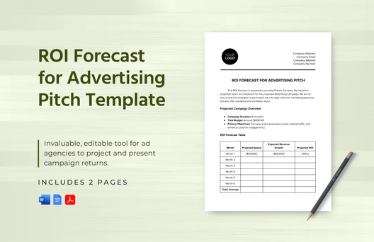 ROI Forecast for Advertising Pitch Template