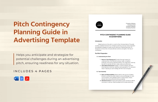 Pitch Contingency Planning Guide in Advertising Template
