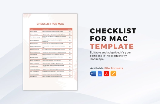 Checklist for Mac Template Checklist for Mac Template