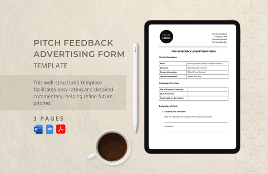 Pitch Feedback Advertising Form Template