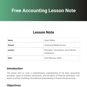 Free Accounting Lesson Note Template to Edit Online