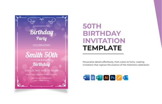 50th Birthday Invitation Template