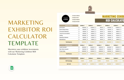 Marketing Exhibitor ROI Calculator Template
