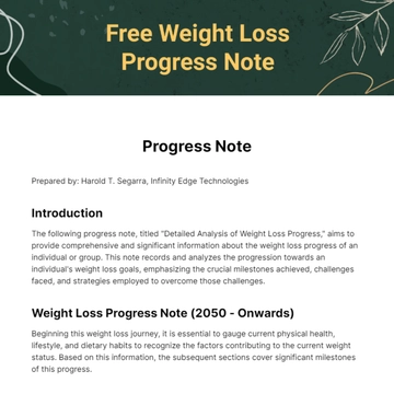 Free Weight Loss Progress Note Template to Edit Online