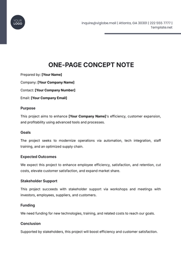 Free One Page Concept Note Template to Edit Online