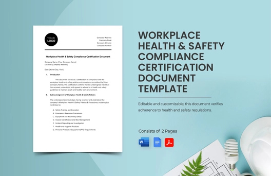 Workplace Health & Safety Compliance Certification Document Template Workplace Health & Safety Compliance Certification Document Template