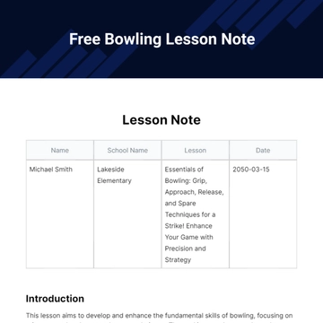 Free Bowling Lesson Note Template to Edit Online