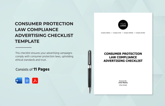 Consumer Protection Law Compliance Advertising Checklist Template