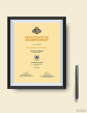 Basketball Champion Certificate Template