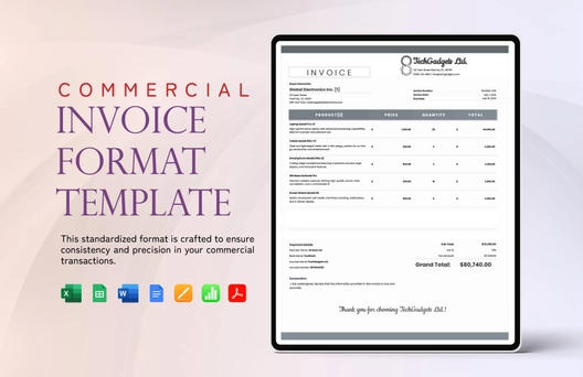 Commercial Invoice Format Template
