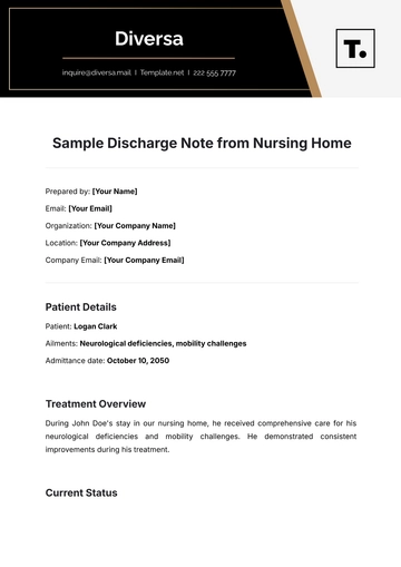 Free Sample Discharge Note from Nursing Home Template to Edit Online