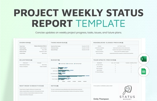 Project Weekly Status Report Template