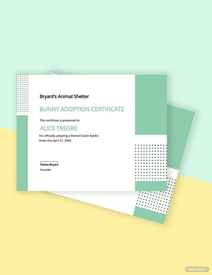 Bunny Adoption Certificate Template